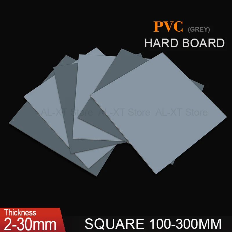 PVC Plastic Board Thick 2/3/4/5/6/8/10/12/15/20/25/30mm Rigid PVC Board Flame Retardant Insulation Baffle Gray 100*100-300*300mm